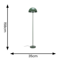 Valuelights Stassi Forest Green Single Stem Standing Floor Lamp With Dome Lampshade - Led Bulb Included - thumbnail 6