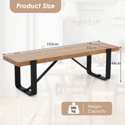 152Cm Hallway Bench Metal Frame Entryway Bench Farmhouse Kitchen Dining Bench - thumbnail 2