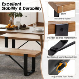152Cm Hallway Bench Metal Frame Entryway Bench Farmhouse Kitchen Dining Bench - thumbnail 3