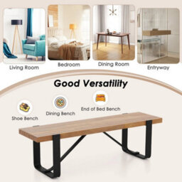 152Cm Hallway Bench Metal Frame Entryway Bench Farmhouse Kitchen Dining Bench - thumbnail 4
