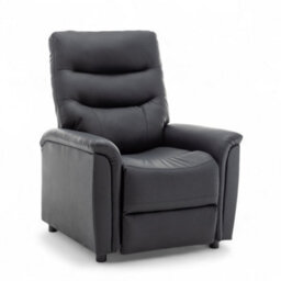 Black Recliner Chair In Faux Leather - thumbnail 3
