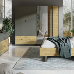 Arte Rimini 12 Hinged Door Wardrobe 220Cm Graphite & Oak Artisan - Organised Storage For Large Bedrooms - thumbnail 3