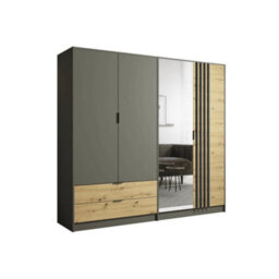 Arte Rimini 12 Hinged Door Wardrobe 220Cm Graphite & Oak Artisan - Organised Storage For Large Bedrooms