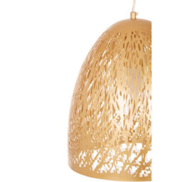 Orsina Bell-Shaped Pendant Light With Gold Finish, Laser-Cut Iron Shade Ceiling Light, Light Refracting Pendant - thumbnail 3
