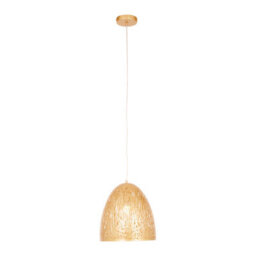 Orsina Bell-Shaped Pendant Light With Gold Finish, Laser-Cut Iron Shade Ceiling Light, Light Refracting Pendant - thumbnail 2