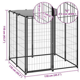 Vidaxl Dog Kennel Black 110X110X110 Cm Steel - thumbnail 3