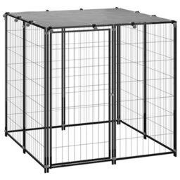 Vidaxl Dog Kennel Black 110X110X110 Cm Steel - thumbnail 1