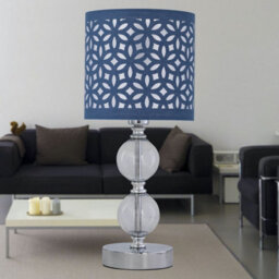 First Choice Lighting Set Of 2 Chrome Two Ball Table Lamps With Navy Blue Cut Out Shades - thumbnail 5