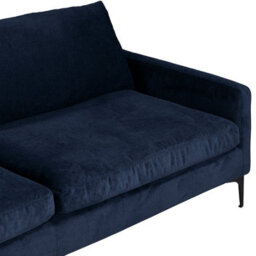 Wyld Haus Madrid Midnight Blue Velvet 3-Seater Sofa With Black Metal Legs - thumbnail 8