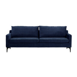 Wyld Haus Madrid Midnight Blue Velvet 3-Seater Sofa With Black Metal Legs - thumbnail 2