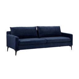 Wyld Haus Madrid Midnight Blue Velvet 3-Seater Sofa With Black Metal Legs - thumbnail 3