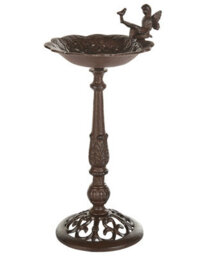Wyld And Coco Brown Iron Bird Bath And Feeder, Antique-Style Fairy Motif, 24 X 53Cm - thumbnail 2