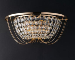 Luminosa Lighting Luminosa Vienna Crystal K9 Flush Wall Light, Gold, E14