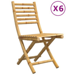 Berkfield Folding Garden Chairs 6 Pcs 43X54X88 Cm Bamboo - thumbnail 2