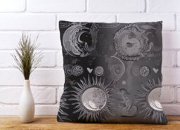 Warren Reed Designer Black Grey Abstract Sun And Moon Cushions 45Cm X 45Cm - thumbnail 2