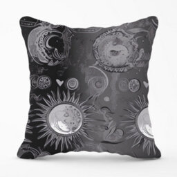 Warren Reed Designer Black Grey Abstract Sun And Moon Cushions 45Cm X 45Cm - thumbnail 1