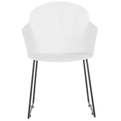 Beliani Aurora Dining Chairs Set Of 2, White Synthetic Seats With Black Metal Legs - W58 X D54 X H85Cm - image 1