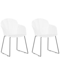 Beliani Aurora Dining Chairs Set Of 2, White Synthetic Seats With Black Metal Legs - W58 X D54 X H85Cm - thumbnail 3