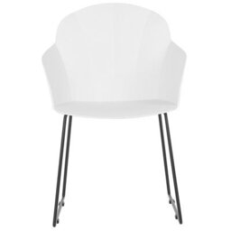 Beliani Aurora Dining Chairs Set Of 2, White Synthetic Seats With Black Metal Legs - W58 X D54 X H85Cm - thumbnail 1