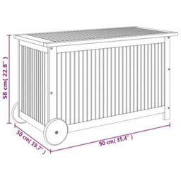 Berkfield Garden Storage Box With Wheels 90X50X58 Cm Solid Wood Acacia - thumbnail 8