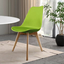 Fusion Living Soho Green Plastic Dining Chair With Squared Light Wood Legs - thumbnail 2