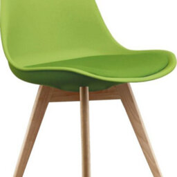 Fusion Living Soho Green Plastic Dining Chair With Squared Light Wood Legs - thumbnail 3
