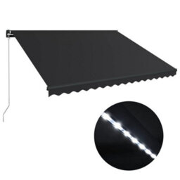 Berkfield Manual Retractable Awning With Led 450X300 Cm Anthracite - thumbnail 2