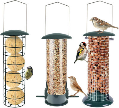 Green Haven Metal Bird Feeder 3-Pack Squirrel Proof Hanging Feeder For Garden Tube, Dense & Coarse Mesh Outdoor Use - image 1