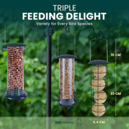 Green Haven Metal Bird Feeder 3-Pack Squirrel Proof Hanging Feeder For Garden Tube, Dense & Coarse Mesh Outdoor Use - thumbnail 2