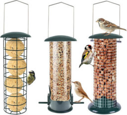 Green Haven Metal Bird Feeder 3-Pack Squirrel Proof Hanging Feeder For Garden Tube, Dense & Coarse Mesh Outdoor Use