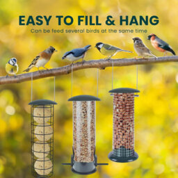 Green Haven Metal Bird Feeder 3-Pack Squirrel Proof Hanging Feeder For Garden Tube, Dense & Coarse Mesh Outdoor Use - thumbnail 5