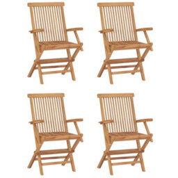 Berkfield 5 Piece Folding Outdoor Dining Set Solid Wood Teak - thumbnail 7