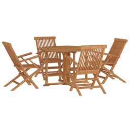 Berkfield 5 Piece Folding Outdoor Dining Set Solid Wood Teak - thumbnail 3