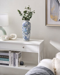 Beliani Flower Vase Guadix Porcelain 35 Cm White/ Blue - thumbnail 2