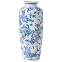 Beliani Flower Vase Guadix Porcelain 35 Cm White/ Blue