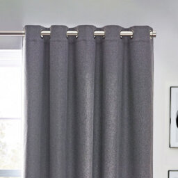 furn. Furn Dawn Textured Blackout Eyelet Curtain Pair Charcoal (W)168Cm X (D)229Cm - thumbnail 2