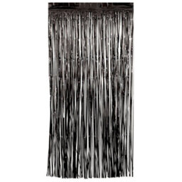 Unique Party Foil Fringe Door Curtain Black (One Size) - thumbnail 1