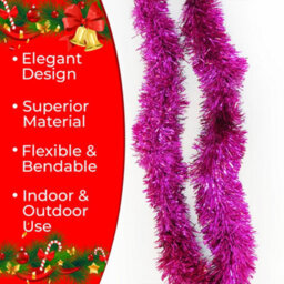 Neel Blue Rose Pink Metallic Shiny Christmas Tinsel Garland For Xmas Tree & Home Decorations, 2M X 9Cm - thumbnail 3