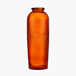 Pacific Lifestyle Tall Ribbed Vase In Orange Recycled Glass - thumbnail 2