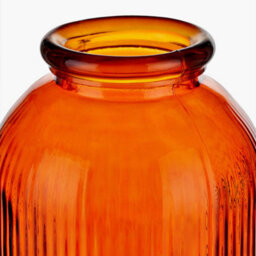 Pacific Lifestyle Tall Ribbed Vase In Orange Recycled Glass - thumbnail 3