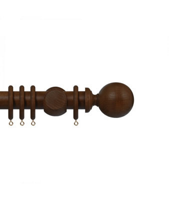 Premium 35mm Wooden Curtain Pole Set - Dark Oak 400Cm
