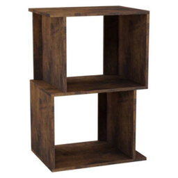 Urbn-Living Urbnliving 40Cm Width Rustic Brown 2-Tier Bookcase Irregular Storage Shelf Wooden Shelving Display Organiser Unit - thumbnail 3