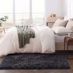 Oxford Homeware Shaggy Rug Anti-Slip Washable Soft Fluffy Living Room And Bedroom Rug (Black, 50X80Cm) - thumbnail 6