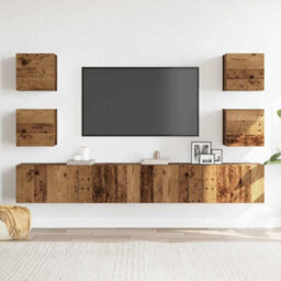 Berkfield Wall Mounted Tv Cabinets 6 Pcs Old Wood Engineered Wood - thumbnail 3