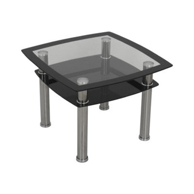 Avf 60Cm X 60Cm Lamp Table - Black Glass & Chrome - image 1