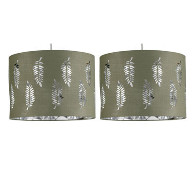 First Choice Lighting Set Of 2 Fern - Sage Green Cut Out 30Cm Pendant Lightshades - image 1