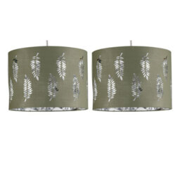 First Choice Lighting Set Of 2 Fern - Sage Green Cut Out 30Cm Pendant Lightshades - thumbnail 1