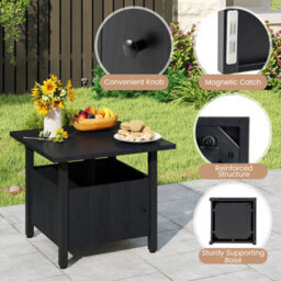 Gainoom Outdoor Black Side Table Patio Umbrella Table Base Stand W/2 Sand Bags - thumbnail 5