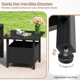 Gainoom Outdoor Black Side Table Patio Umbrella Table Base Stand W/2 Sand Bags - thumbnail 6