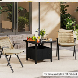 Gainoom Outdoor Black Side Table Patio Umbrella Table Base Stand W/2 Sand Bags - thumbnail 4